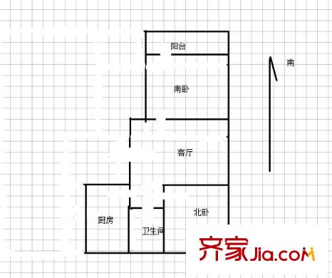 南沙小區(qū) 2室 戶型圖