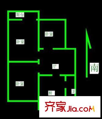 經(jīng)五路單位宿舍 3室 戶型圖