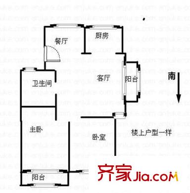 南沙小區(qū) 2室 戶型圖