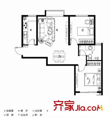 匯豪名邸 2居室 戶型圖