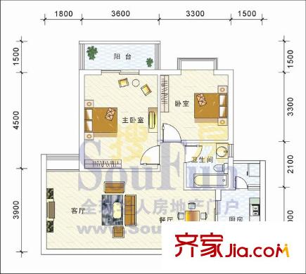 匯豪名邸 2居室 戶型圖