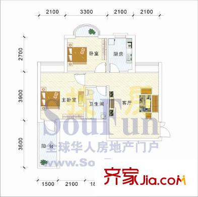 匯豪名邸 2居室 戶型圖