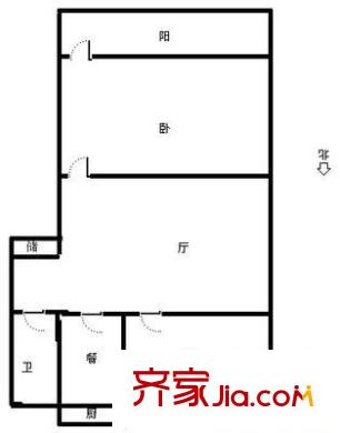 經(jīng)八路單位宿舍 2室 戶(hù)型圖