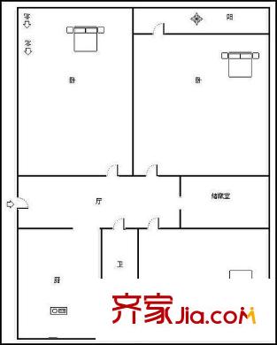 經(jīng)八路單位宿舍 3居室 戶型圖