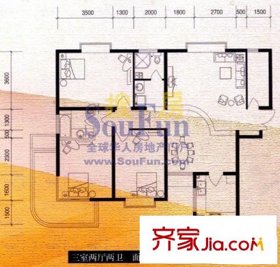 魯信文匯花園 3居室 戶型圖