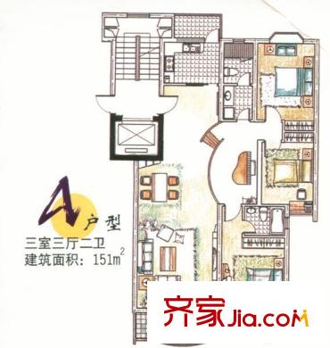 櫻花苑 3居室 戶型圖