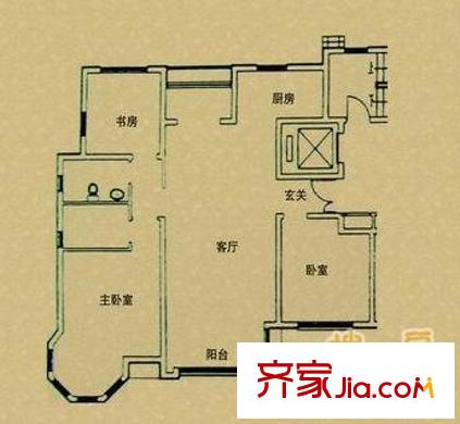 建工花園戶型圖戶型圖 3室2廳2衛(wèi)1廚