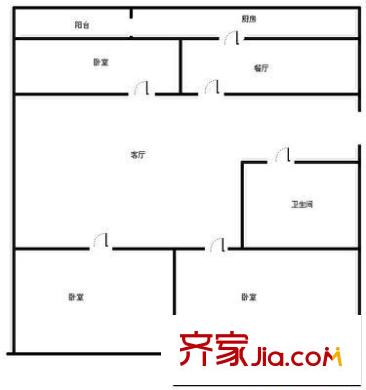 建工花園戶型圖戶型圖 3室2廳1衛(wèi)1廚