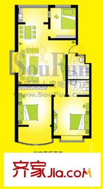 家和苑戶型圖3室2廳2衛(wèi)1廚