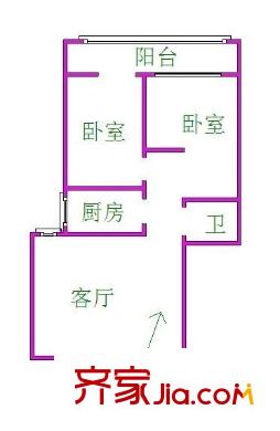 濟(jì)南黃金花園 2居室 戶型圖