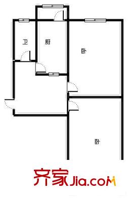 經(jīng)十路單位宿舍 2居室 戶型圖