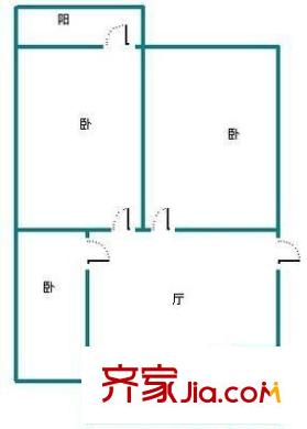 省立醫(yī)院附近宿舍 3室 戶型圖