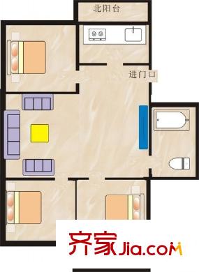 營市街單位宿舍 3居室 戶型圖