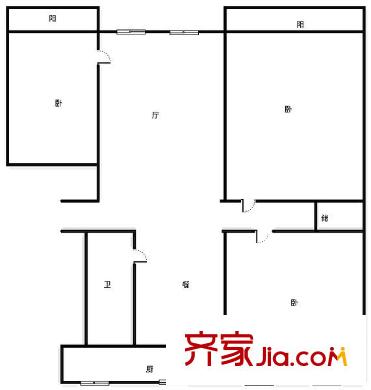 營市街單位宿舍 3居室 戶型圖