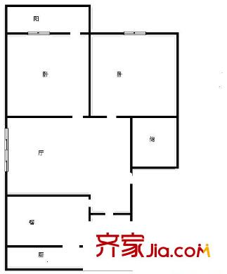 營市街單位宿舍 2居室 戶型圖