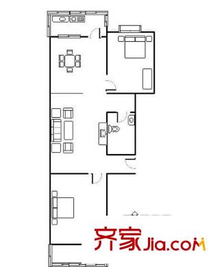 藍(lán)天航空苑 2居室 戶型圖