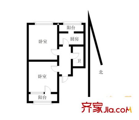 經(jīng)五路單位宿舍 2室 戶型圖