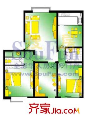 怡和嘉苑戶型圖3室2廳1衛(wèi)1廚