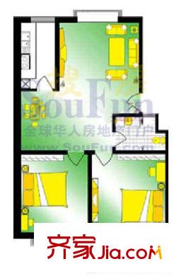 怡和嘉苑戶型圖2室1廳1衛(wèi)1廚