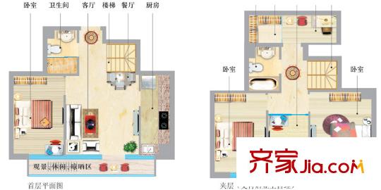 萬豪君悅府戶型圖 F戶型（售完） 4室2廳1衛(wèi)1廚