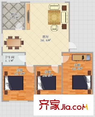 金容花園 3室 戶型圖