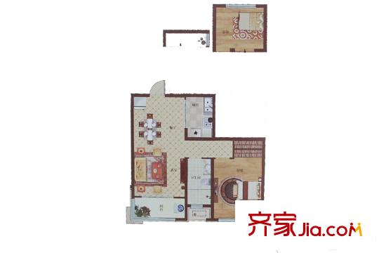 保利華庭6、9#樓K戶型 2室2廳1衛(wèi)1廚