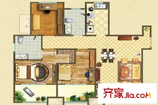 保利華庭6號(hào)樓A戶型 3室2廳1衛(wèi)1廚