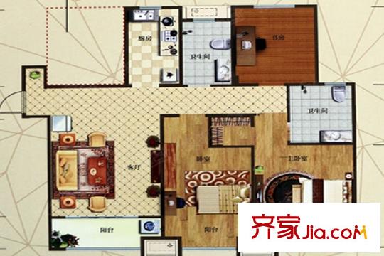 保利華庭6號(hào)樓C戶型 3室2廳2衛(wèi)1廚