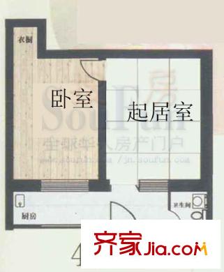 新城金水岸戶型圖1室1廳1衛(wèi)