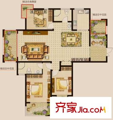 楚天燕山盛世戶型圖D戶型 3室2廳2衛(wèi)