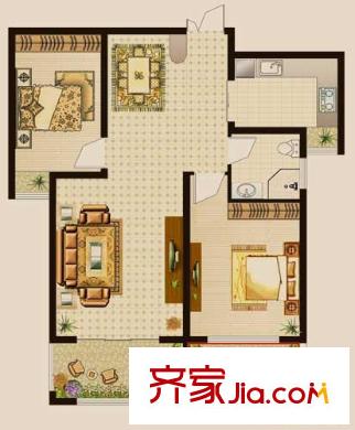 楚天燕山盛世戶型圖E戶型 2室2廳1衛(wèi)