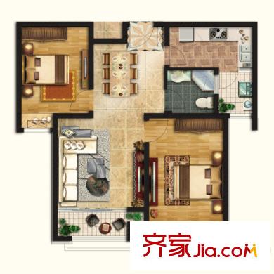 綠地新里梵爾賽公館a1戶型 2室2廳1衛(wèi)