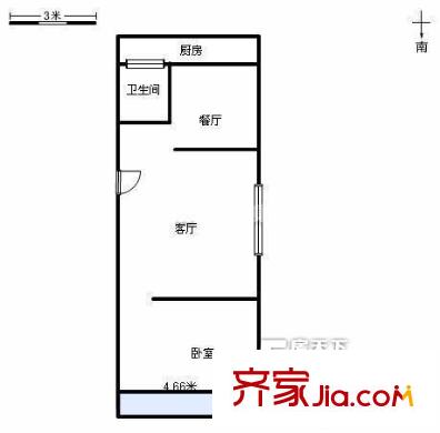 德興街宿舍 1居室 戶型圖