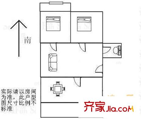 南辛莊西路宿舍戶型圖南辛莊西路單位宿舍 2室 戶型圖 2室2廳1衛(wèi)1廚