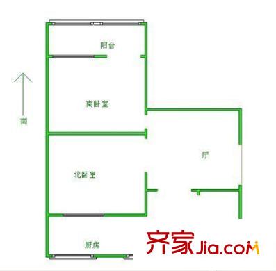 漿水泉路單位宿舍 2室 戶型圖