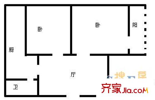 漿水泉路單位宿舍 2室 戶型圖