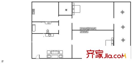 經(jīng)十路單位宿舍 2居室 戶型圖