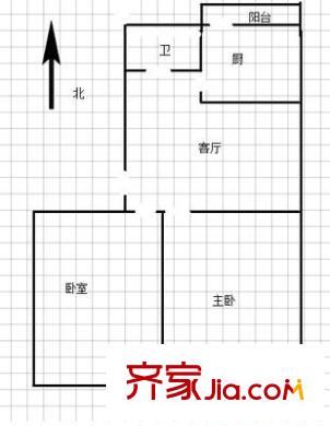 省立醫(yī)院附近宿舍 2室 戶型圖