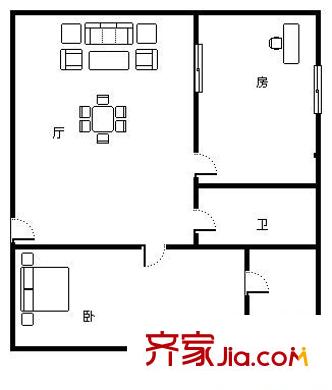 省立醫(yī)院附近宿舍 1室 戶型圖