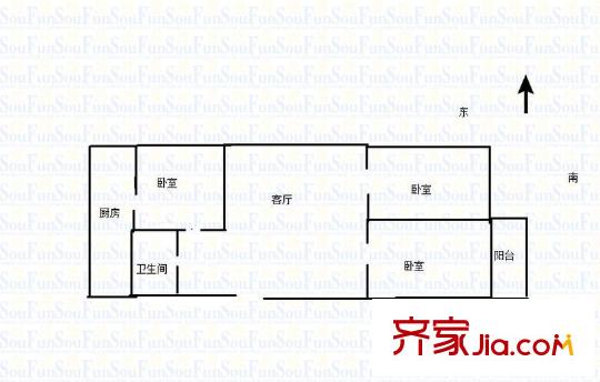 德興東街宿舍 3室 戶(hù)型圖