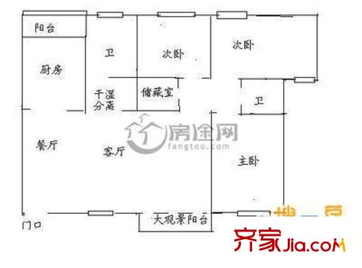 千禧嘉園 3室 戶型圖