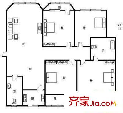 千禧嘉園 4室 戶型圖