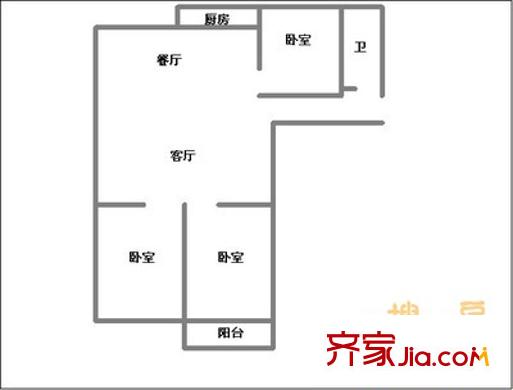 恒泰花園 3室 戶型圖