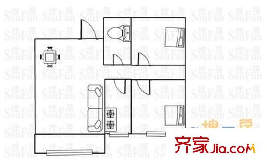 恒泰花園 2室 戶型圖