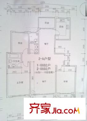 黃金佳苑 3室 戶型圖