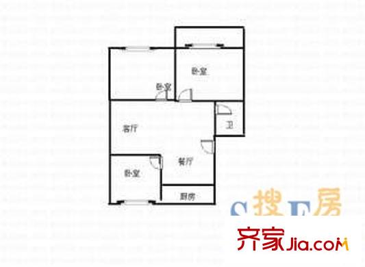 工業(yè)南路單位宿舍 2室 戶型圖