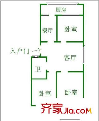 黃臺南路單位宿舍 3居室 戶型圖
