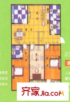 金容花園戶型圖三室兩廳 3室2廳