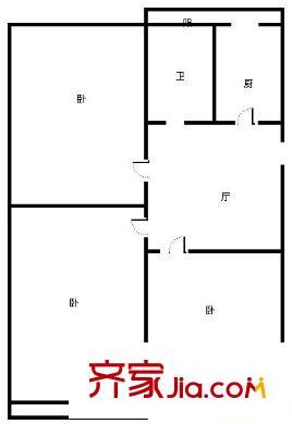 營(yíng)市街單位宿舍 3居室 戶(hù)型圖