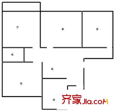 營(yíng)市街單位宿舍 3居室 戶(hù)型圖